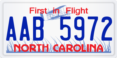 NC license plate AAB5972