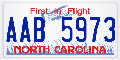 NC license plate AAB5973