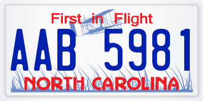 NC license plate AAB5981