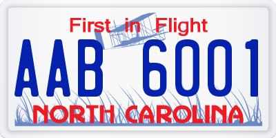 NC license plate AAB6001