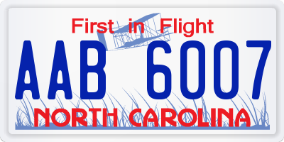 NC license plate AAB6007