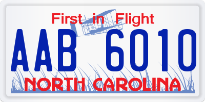 NC license plate AAB6010