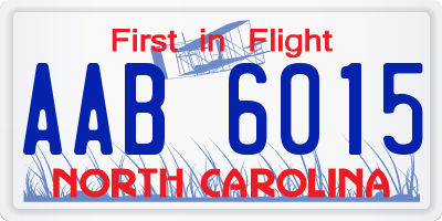 NC license plate AAB6015
