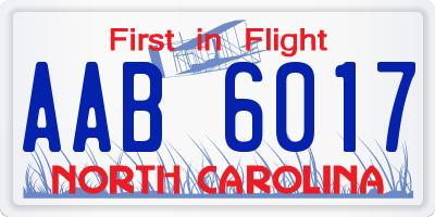 NC license plate AAB6017