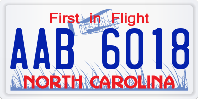 NC license plate AAB6018