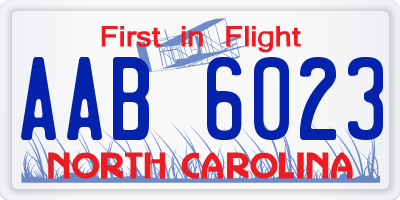 NC license plate AAB6023