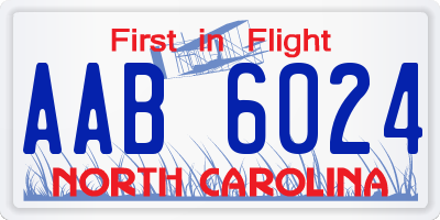 NC license plate AAB6024