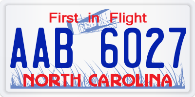 NC license plate AAB6027