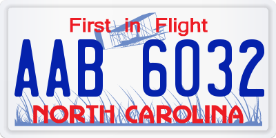 NC license plate AAB6032