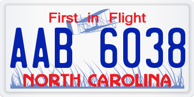 NC license plate AAB6038