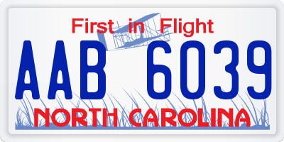 NC license plate AAB6039