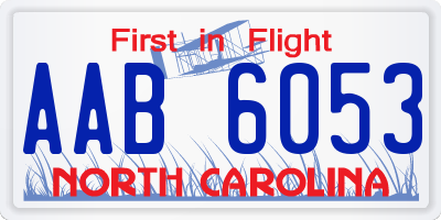 NC license plate AAB6053