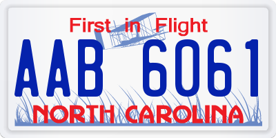 NC license plate AAB6061