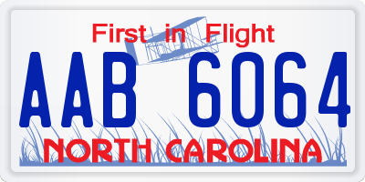 NC license plate AAB6064