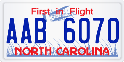 NC license plate AAB6070