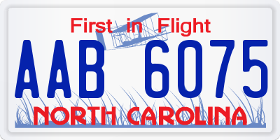 NC license plate AAB6075