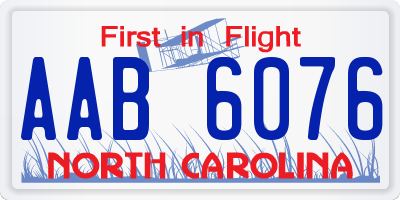 NC license plate AAB6076