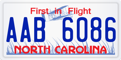 NC license plate AAB6086