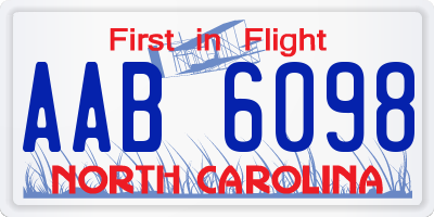 NC license plate AAB6098