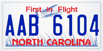 NC license plate AAB6104