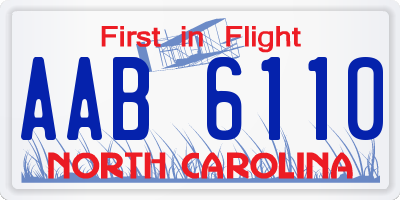 NC license plate AAB6110