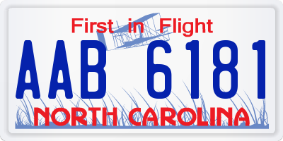 NC license plate AAB6181