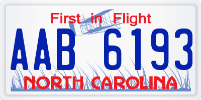 NC license plate AAB6193