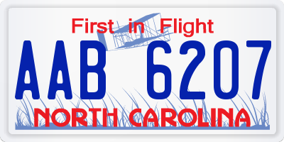 NC license plate AAB6207