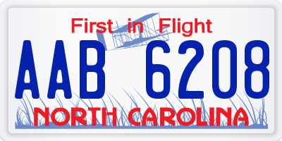 NC license plate AAB6208