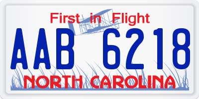 NC license plate AAB6218