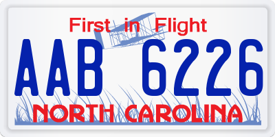 NC license plate AAB6226