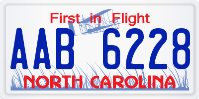 NC license plate AAB6228