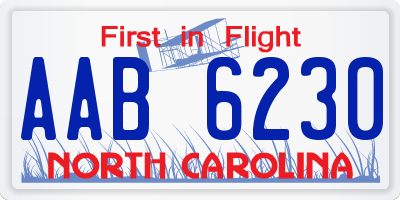 NC license plate AAB6230