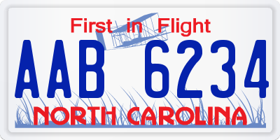 NC license plate AAB6234