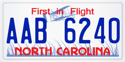 NC license plate AAB6240