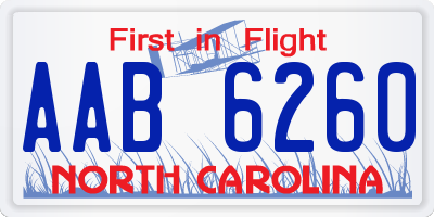 NC license plate AAB6260