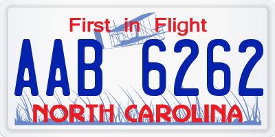 NC license plate AAB6262