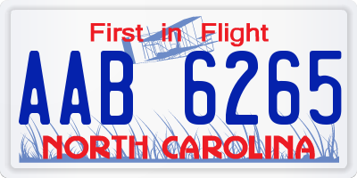 NC license plate AAB6265