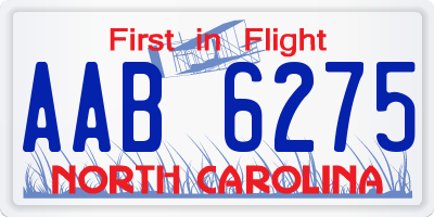 NC license plate AAB6275