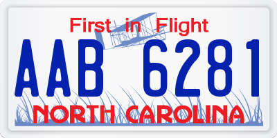 NC license plate AAB6281