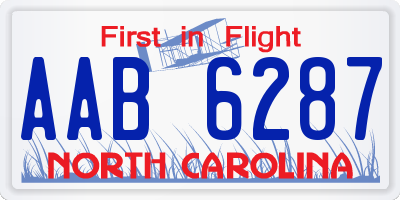 NC license plate AAB6287