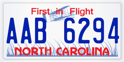 NC license plate AAB6294