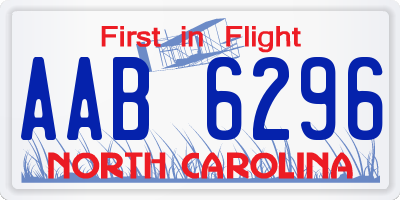 NC license plate AAB6296