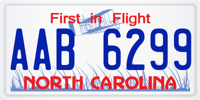 NC license plate AAB6299