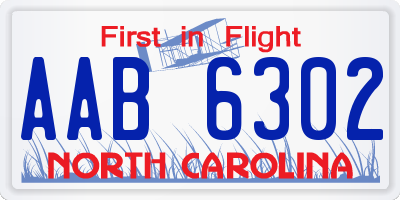 NC license plate AAB6302