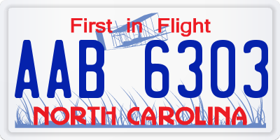 NC license plate AAB6303