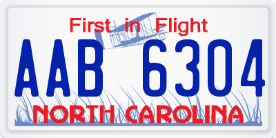 NC license plate AAB6304