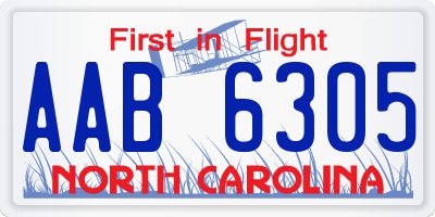 NC license plate AAB6305