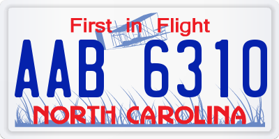 NC license plate AAB6310