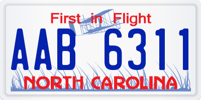 NC license plate AAB6311